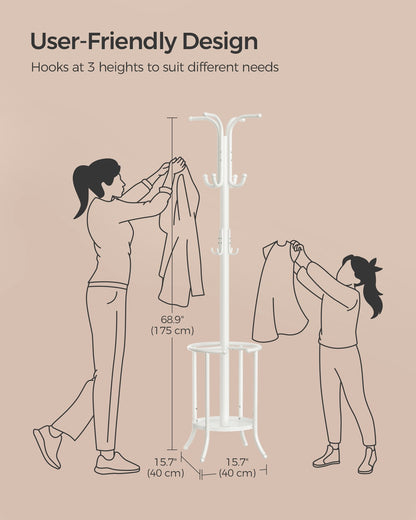 Freestanding Coat Rack with Umbrella Holder Pearl White - image 6