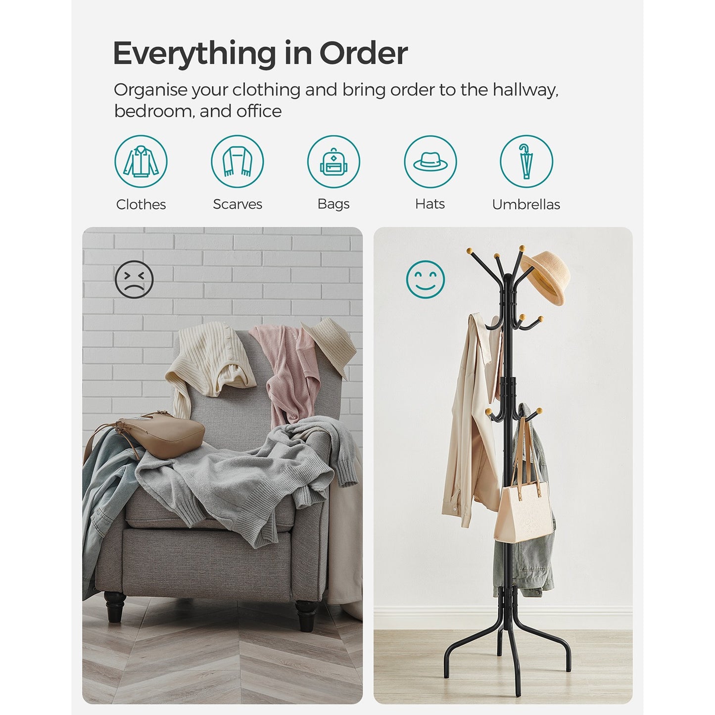 Coat Stand, Metal Coat Rack with 12 Hooks - image 9