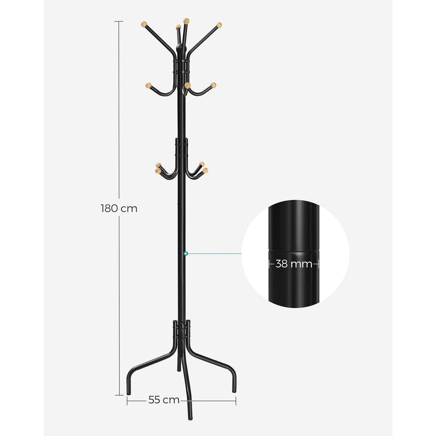 Coat Stand, Metal Coat Rack with 12 Hooks - image 10