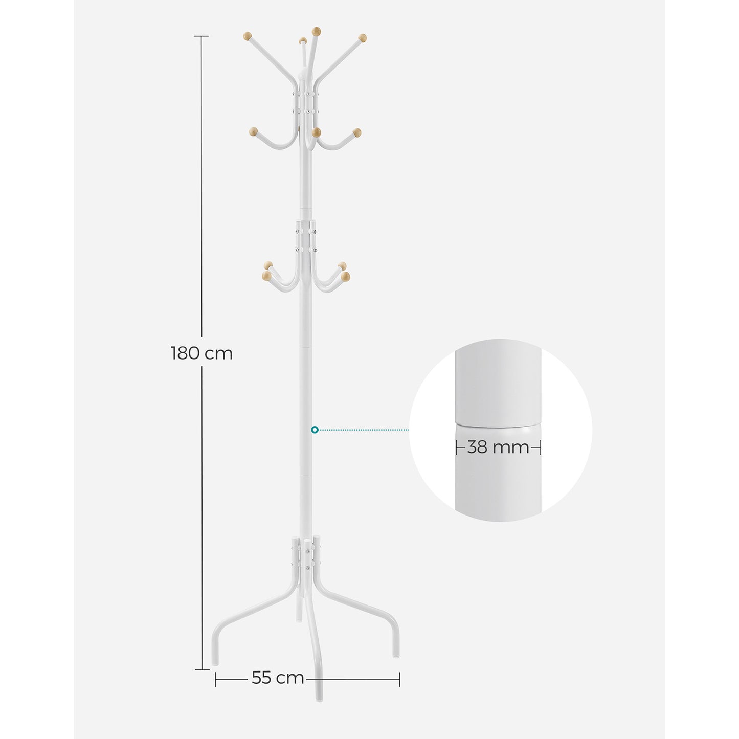 Coat Stand, Metal Coat Rack with 12 Hooks - image 21