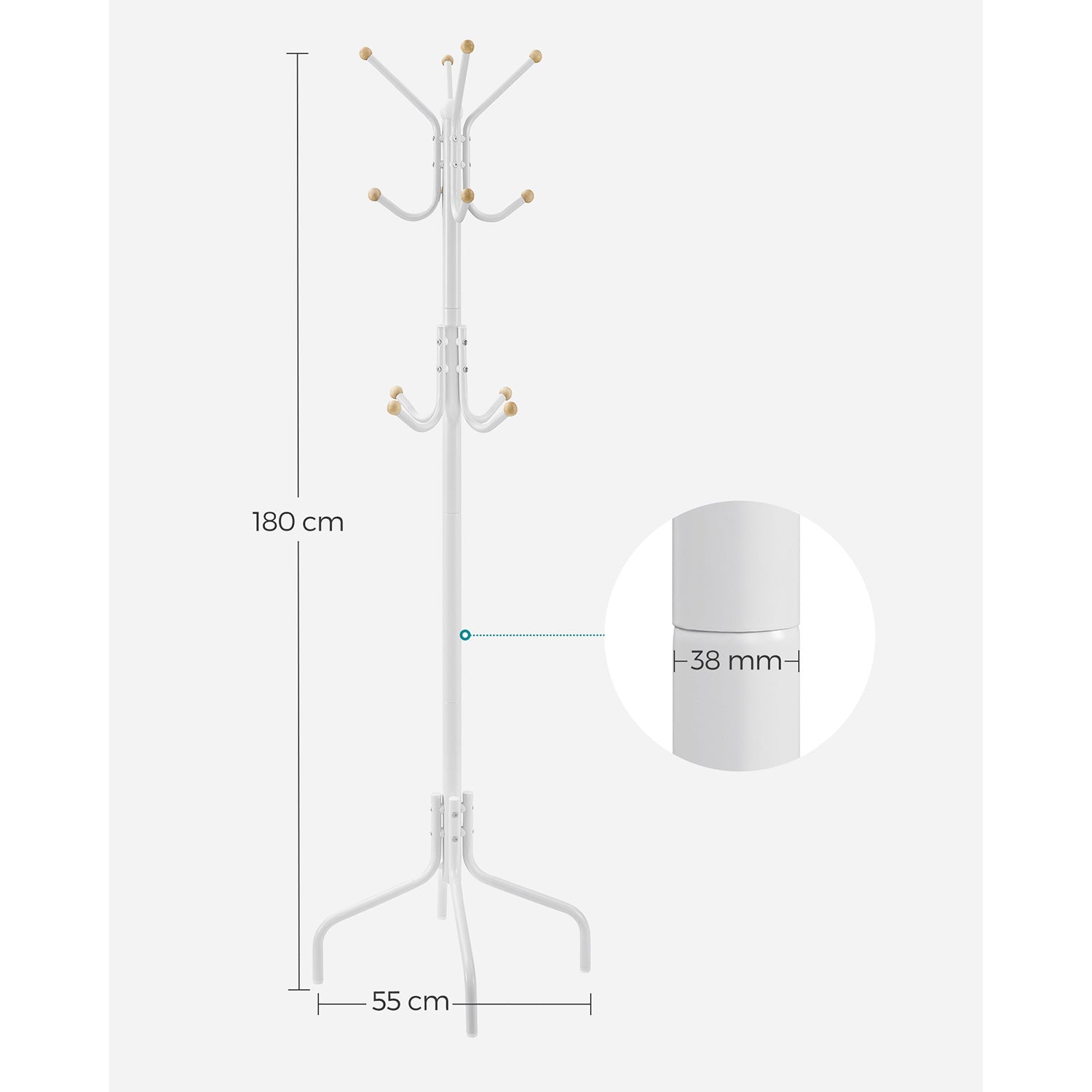 Coat Stand, Metal Coat Rack with 12 Hooks - image 21