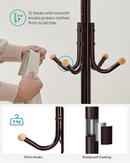 Coat Stand, Metal Coat Rack with 12 Hooks - image 30
