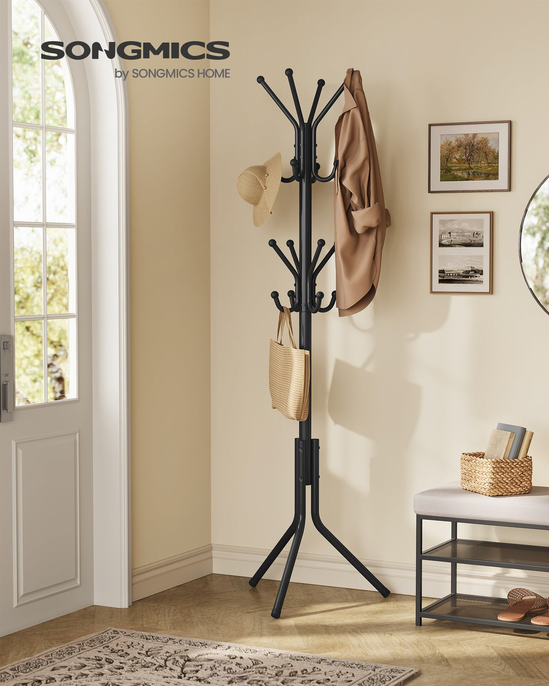 Freestanding metal coat rack with hooks Ink Black - image 2
