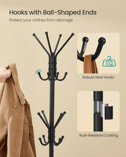 Freestanding metal coat rack with hooks Ink Black - image 4