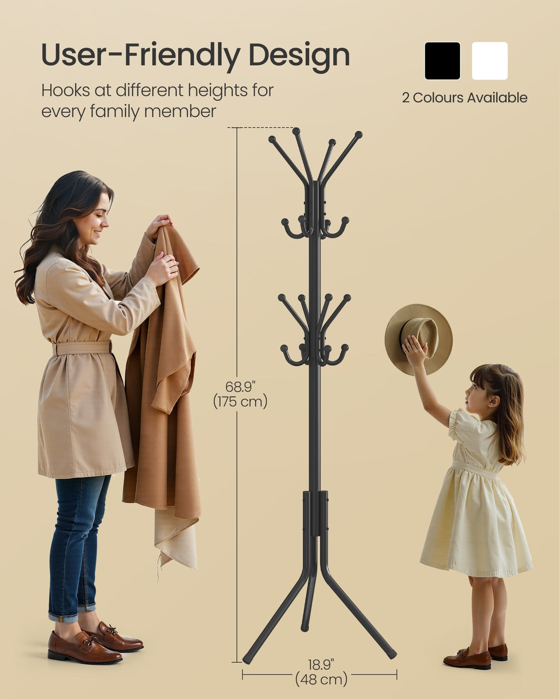 Freestanding metal coat rack with hooks Ink Black - image 6