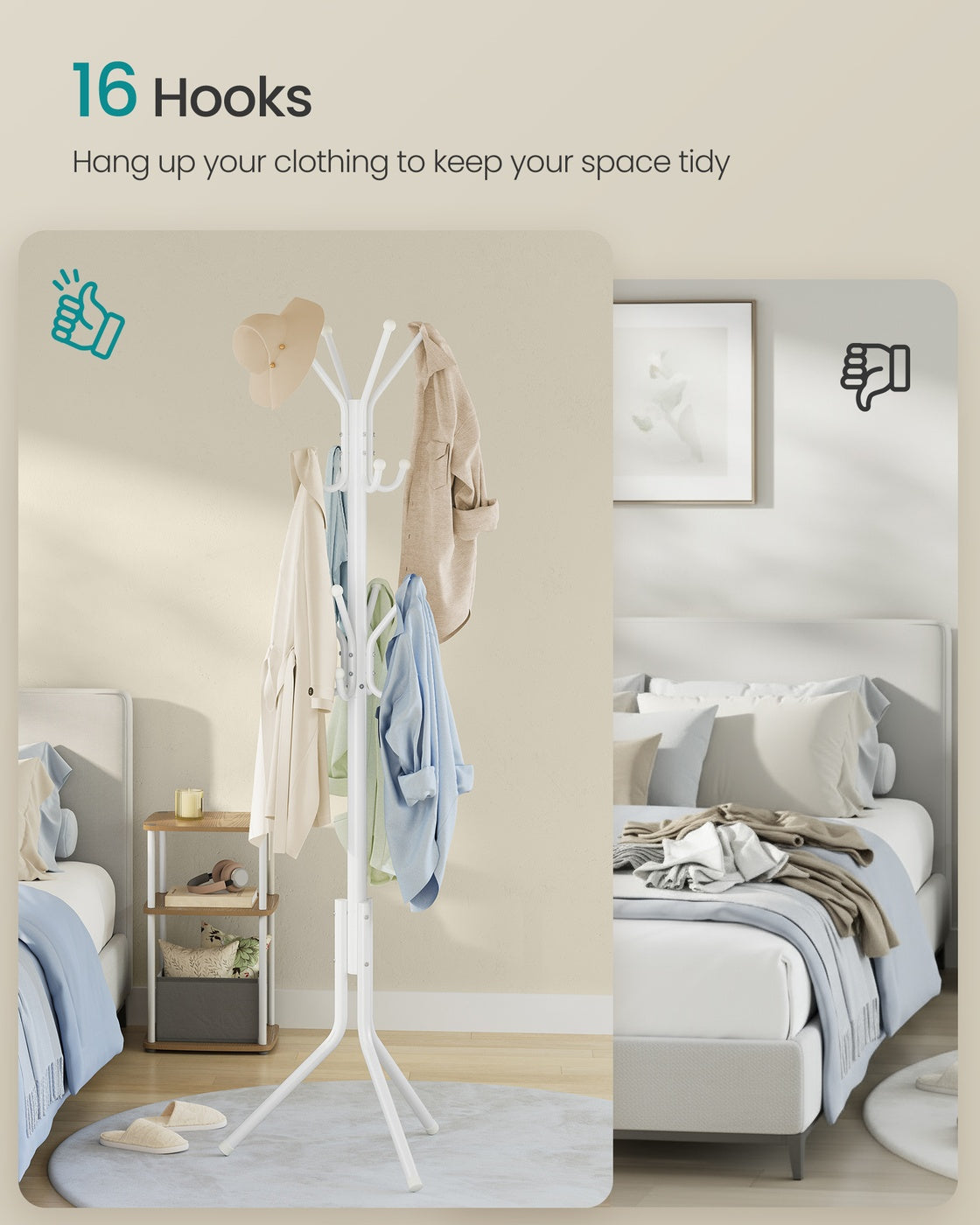 Freestanding metal coat rack with hooks Cloud White - image 3