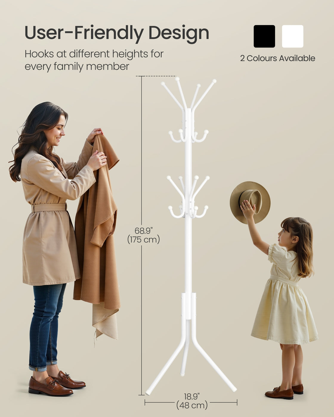Freestanding metal coat rack with hooks Cloud White - image 6