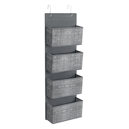 Over-Door Storage Organiser with 4 Compartments Mottled Grey - image 1