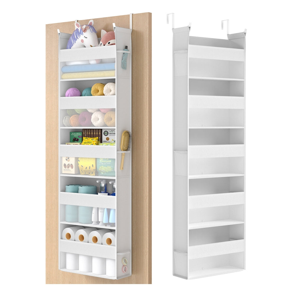 Over the Door Organiser with 5 Large Pockets Transparent Nylon Mesh Cloud White - image 1