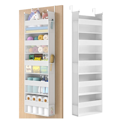 Over the Door Organiser with 5 Large Pockets Transparent Nylon Mesh Cloud White - image 1