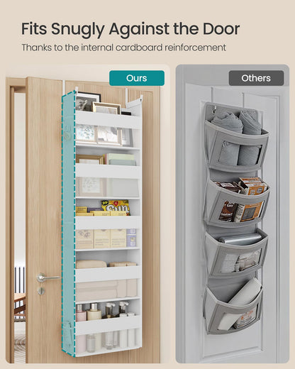 Over the Door Organiser with 5 Large Pockets Transparent Nylon Mesh Cloud White - image 4