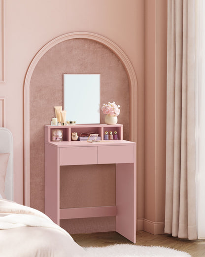 Rectangular Mirror Dressing Table with 2 Drawers and 3 Open Compartments - image 19