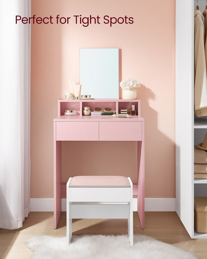 Rectangular Mirror Dressing Table with 2 Drawers and 3 Open Compartments - image 20