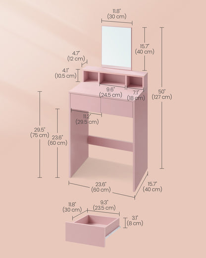 Rectangular Mirror Dressing Table with 2 Drawers and 3 Open Compartments - image 22