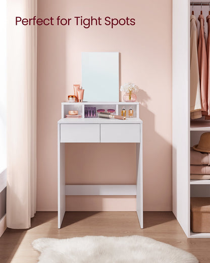 Rectangular Mirror Dressing Table with 2 Drawers and 3 Open Compartments - image 12
