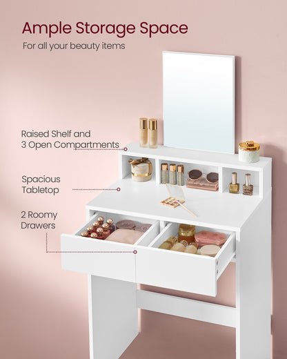 Rectangular Mirror Dressing Table with 2 Drawers and 3 Open Compartments - image 13