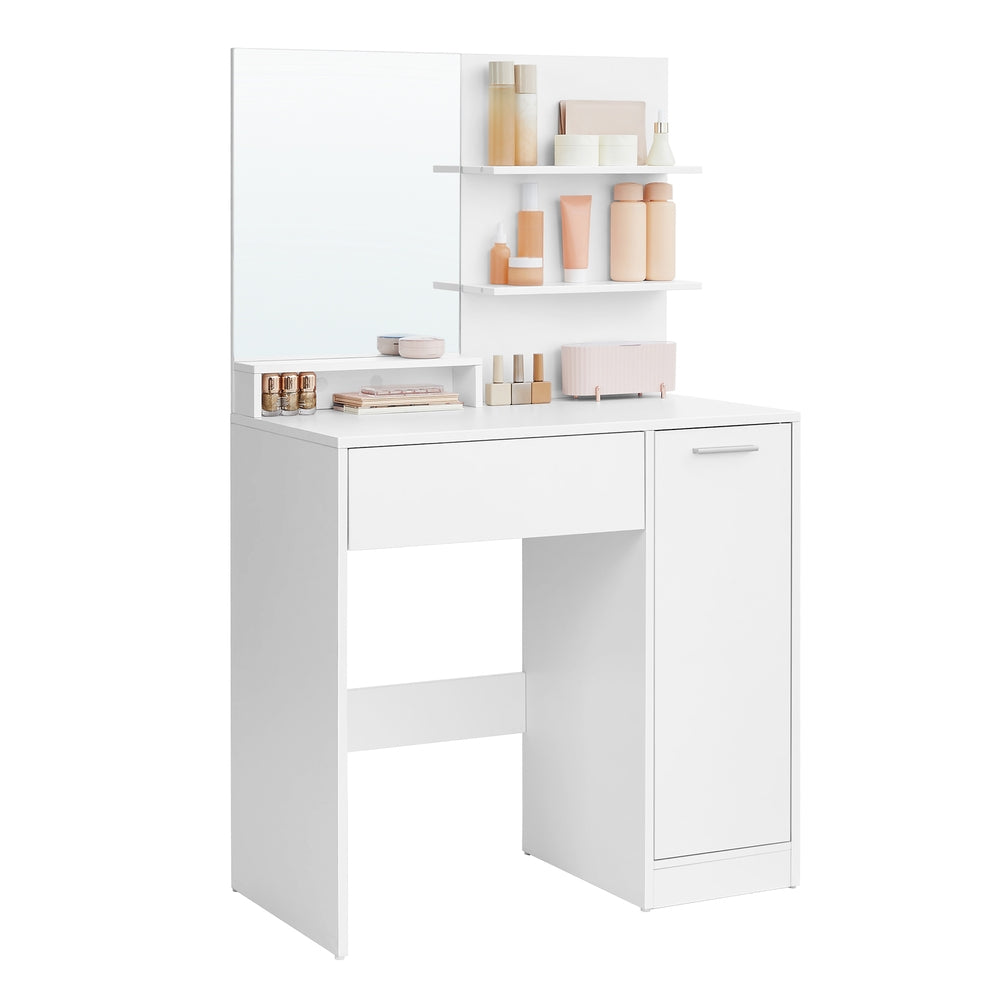 Vanity Table with Mirror, 1 Drawer, 2 Shelves - image 1