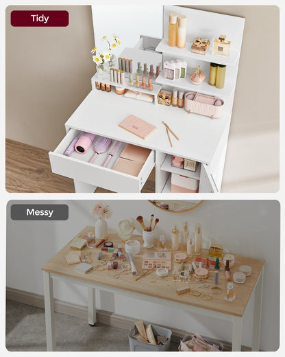Vanity Table with Mirror, 1 Drawer, 2 Shelves - image 4