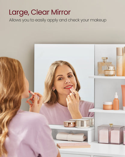 Vanity Table with Mirror, 1 Drawer, 2 Shelves - image 5