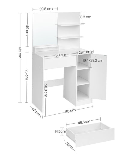 Vanity Table with Mirror, 1 Drawer, 2 Shelves - image 6