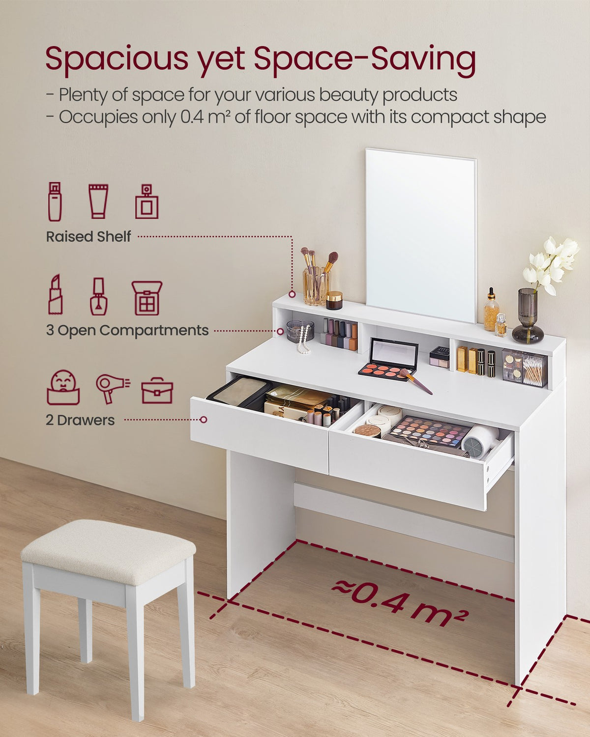 Dressing Table with Large Rectangular Mirror - image 3