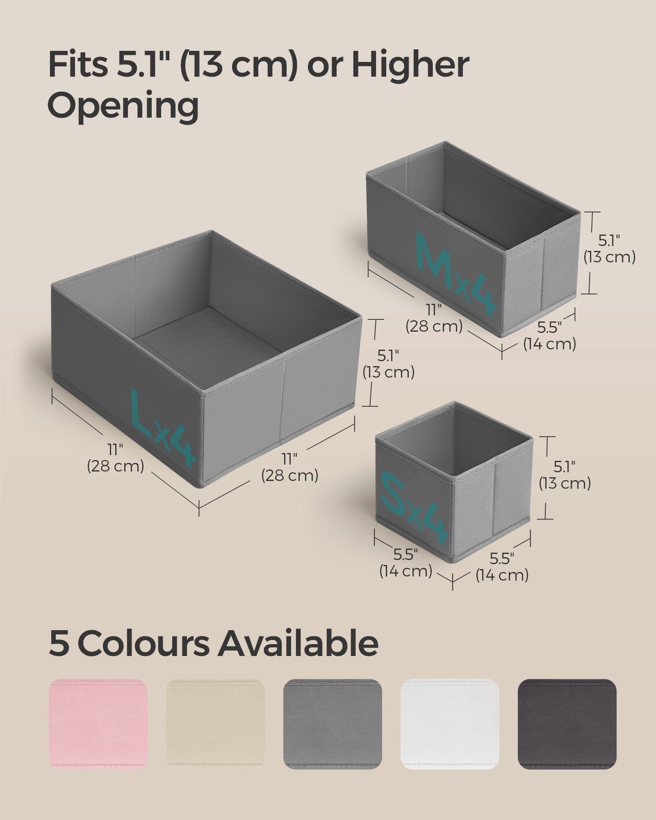 Set of 12 Foldable Fabric Drawer Organisers Dove Grey - image 5