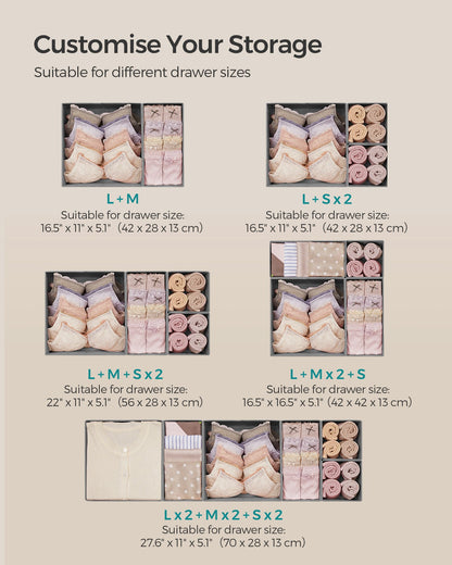 Set of 12 Foldable Fabric Drawer Organisers Dove Grey - image 6