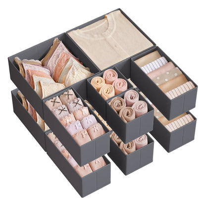 Set of 12 Foldable Fabric Drawer Organisers Dove Grey - image 8