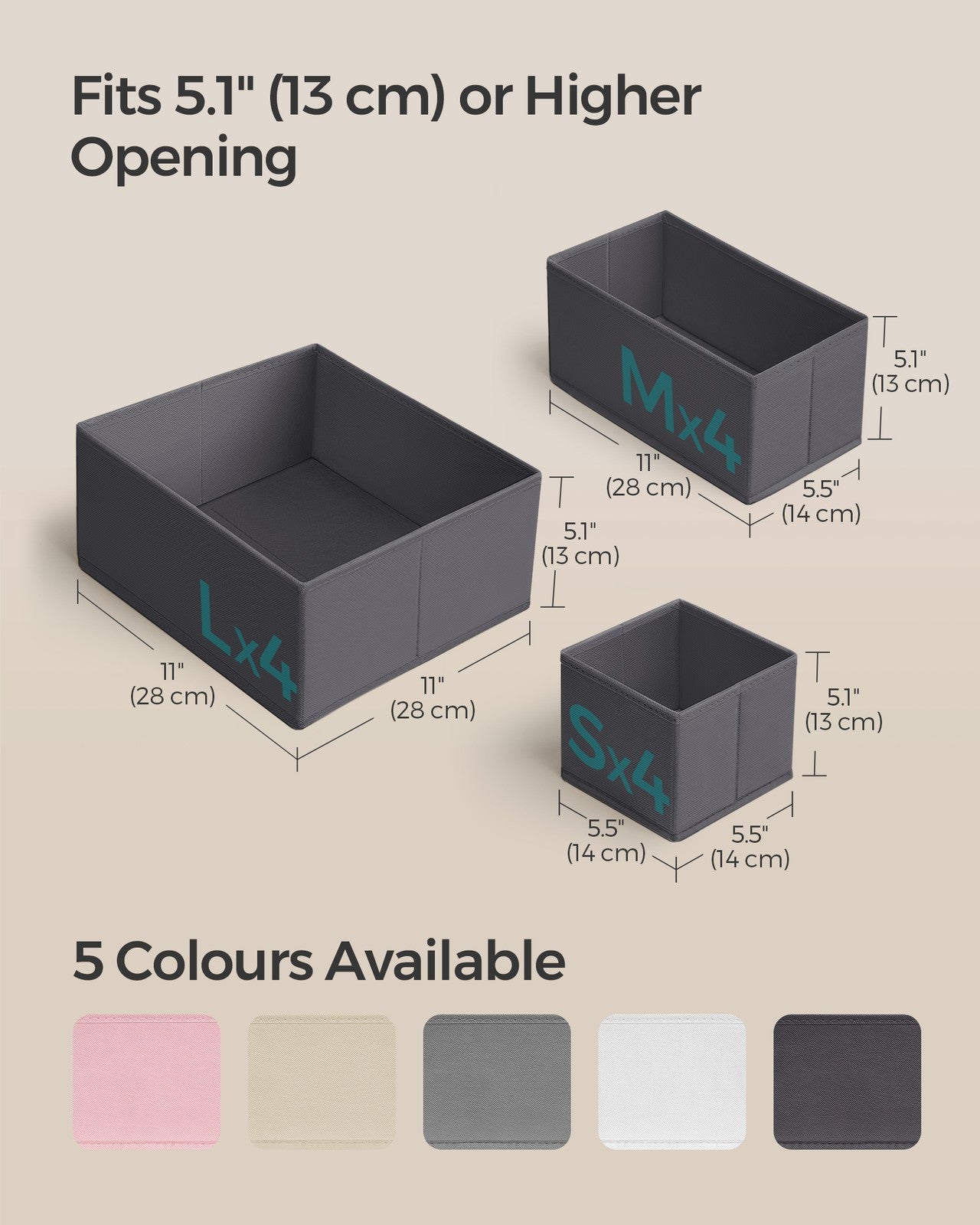 Set of 12 Foldable Fabric Drawer Organisers Dove Grey - image 12