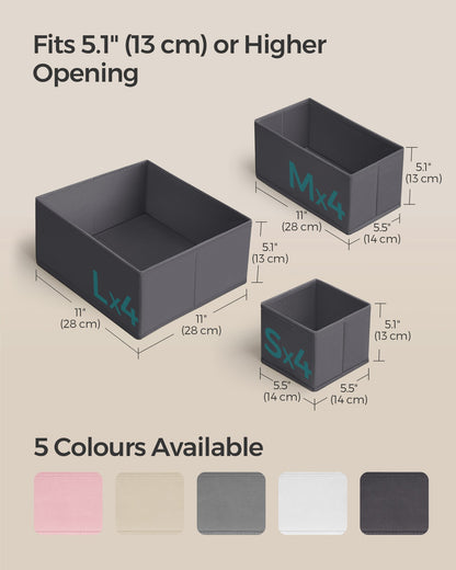 Set of 12 Foldable Fabric Drawer Organisers Slate Grey - image 4