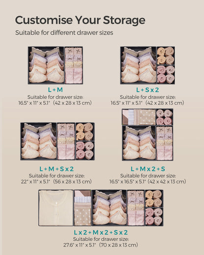 Set of 12 Foldable Fabric Drawer Organisers Dove Grey - image 13