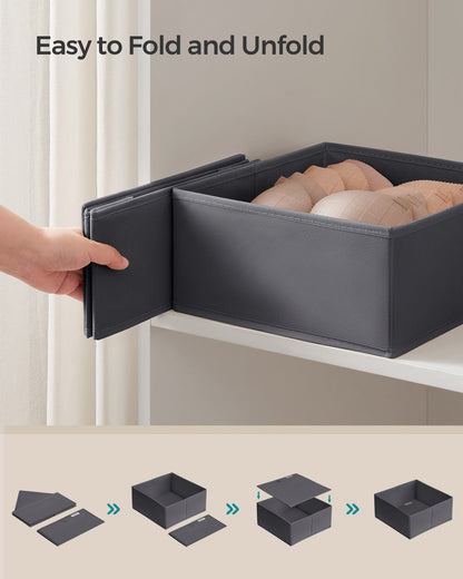 Set of 12 Foldable Fabric Drawer Organisers Dove Grey - image 14