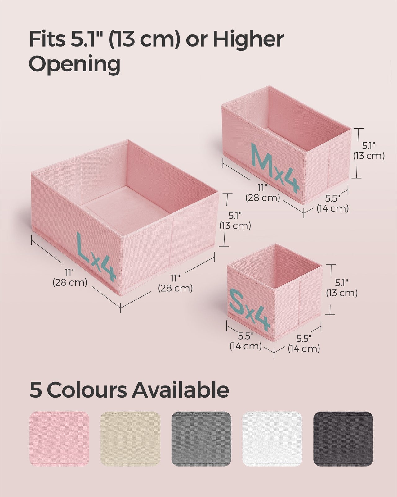 Set of 12 Foldable Fabric Drawer Organisers Dove Grey - image 19