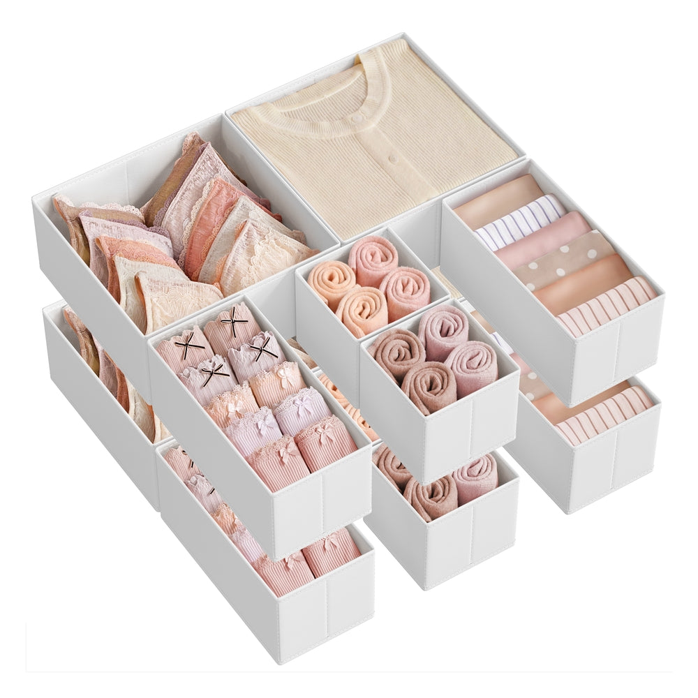 Set of 12 Foldable Fabric Drawer Organisers Dove Grey - image 29