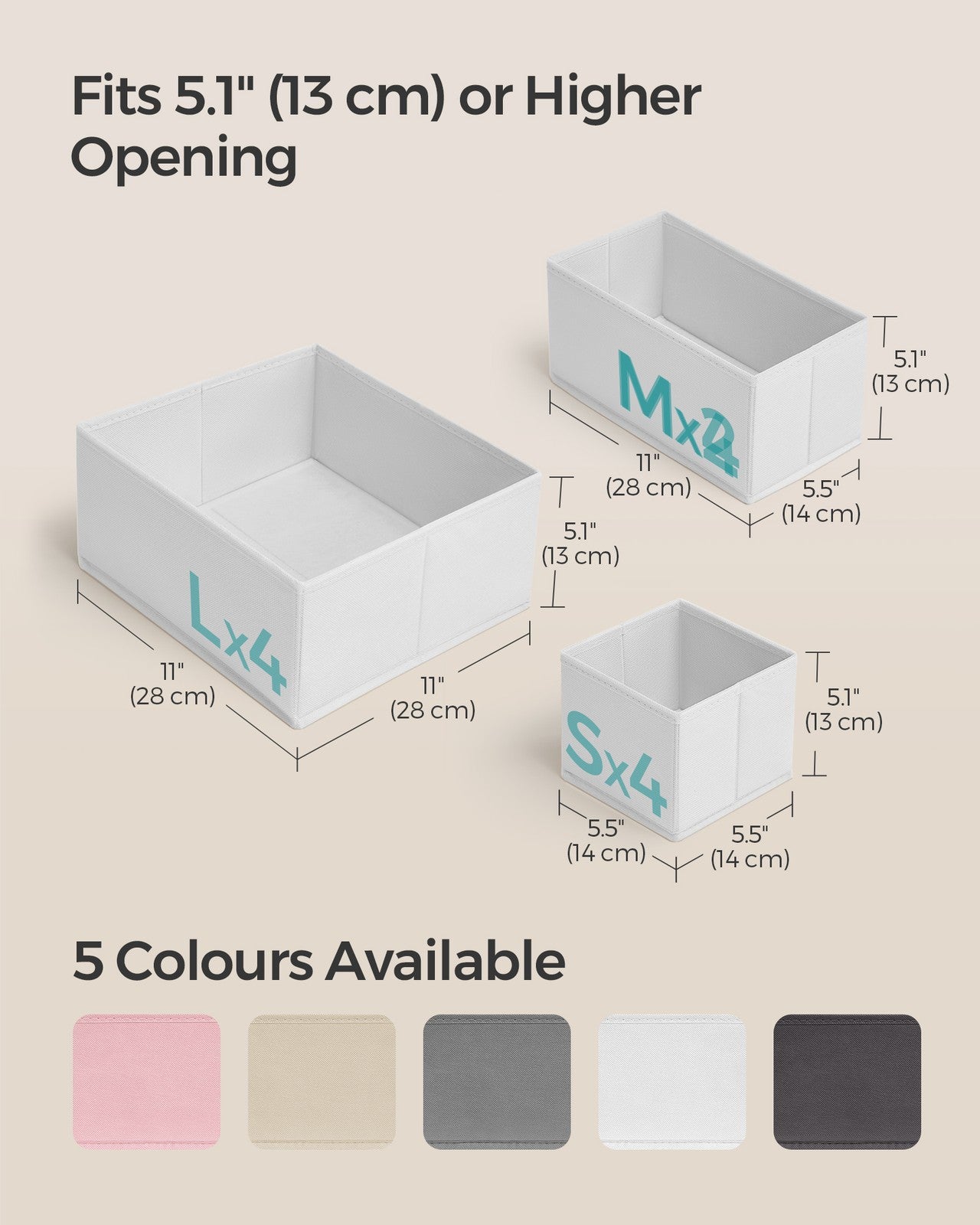 Set of 12 Foldable Fabric Drawer Organisers Dove Grey - image 33