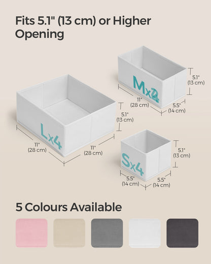 Set of 12 Foldable Fabric Drawer Organisers Dove Grey - image 33