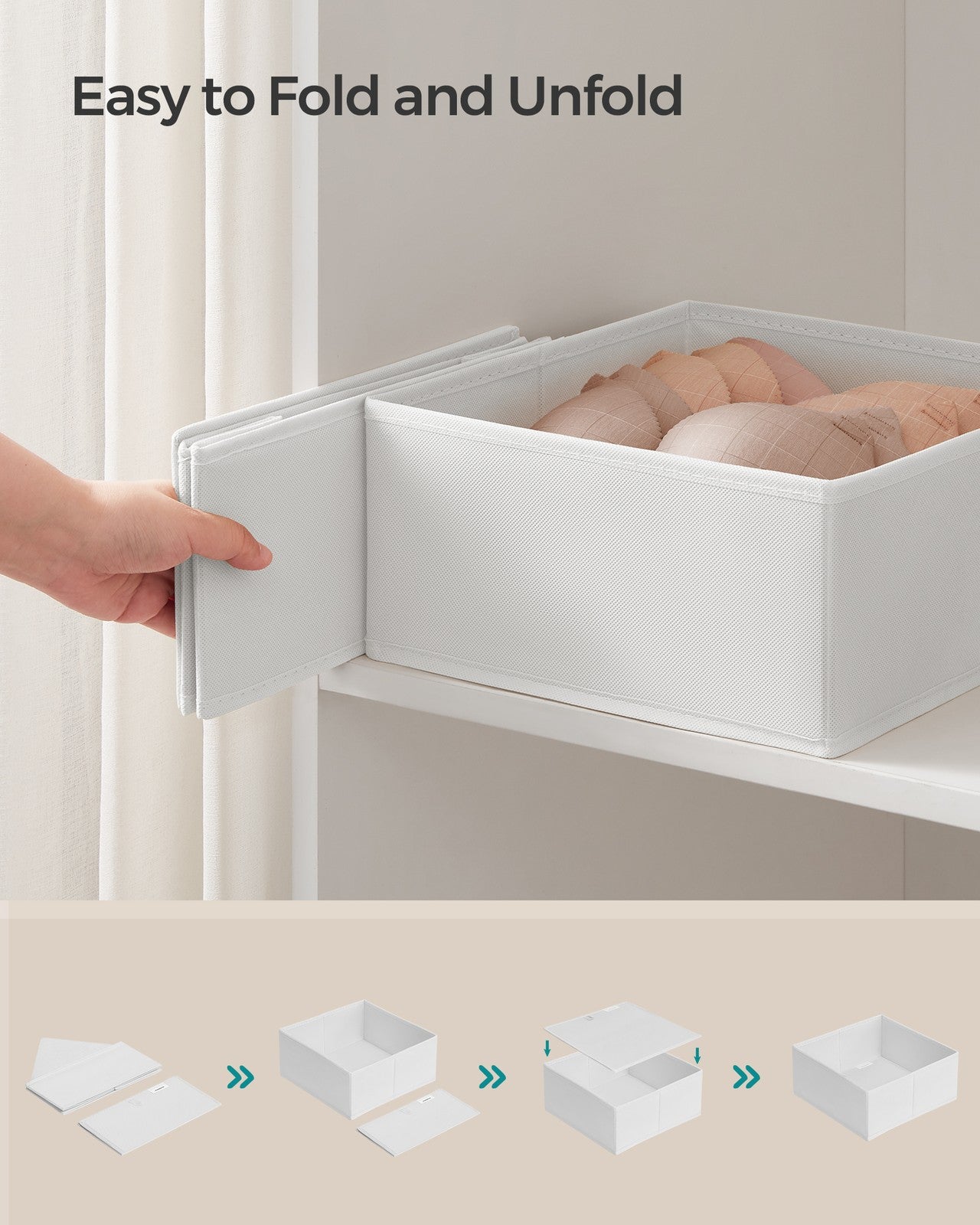 Set of 12 Foldable Fabric Drawer Organisers Dove Grey - image 35