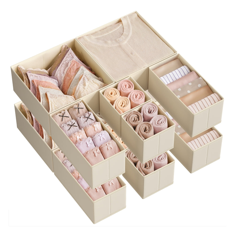 Set of 12 Foldable Fabric Drawer Organisers Dove Grey - image 43