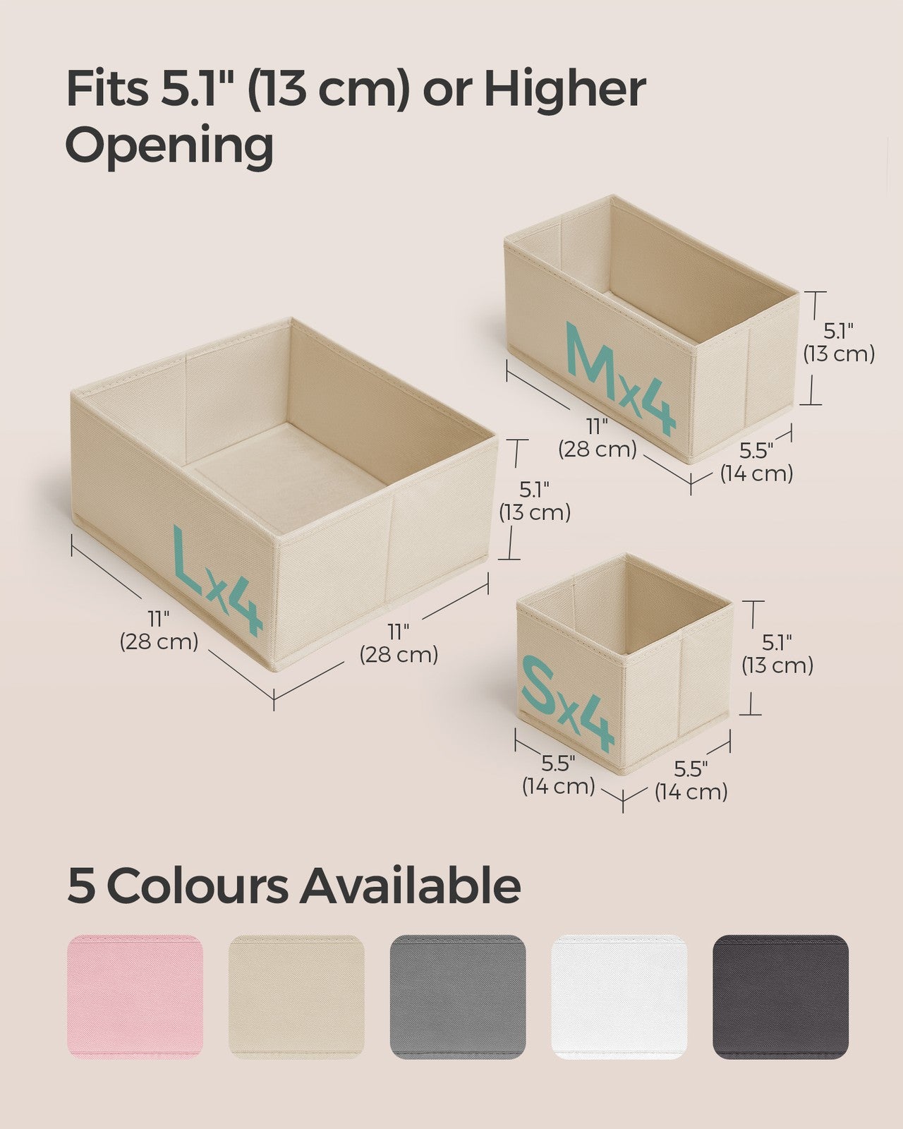 Set of 12 Foldable Fabric Drawer Organisers Dove Grey - image 47