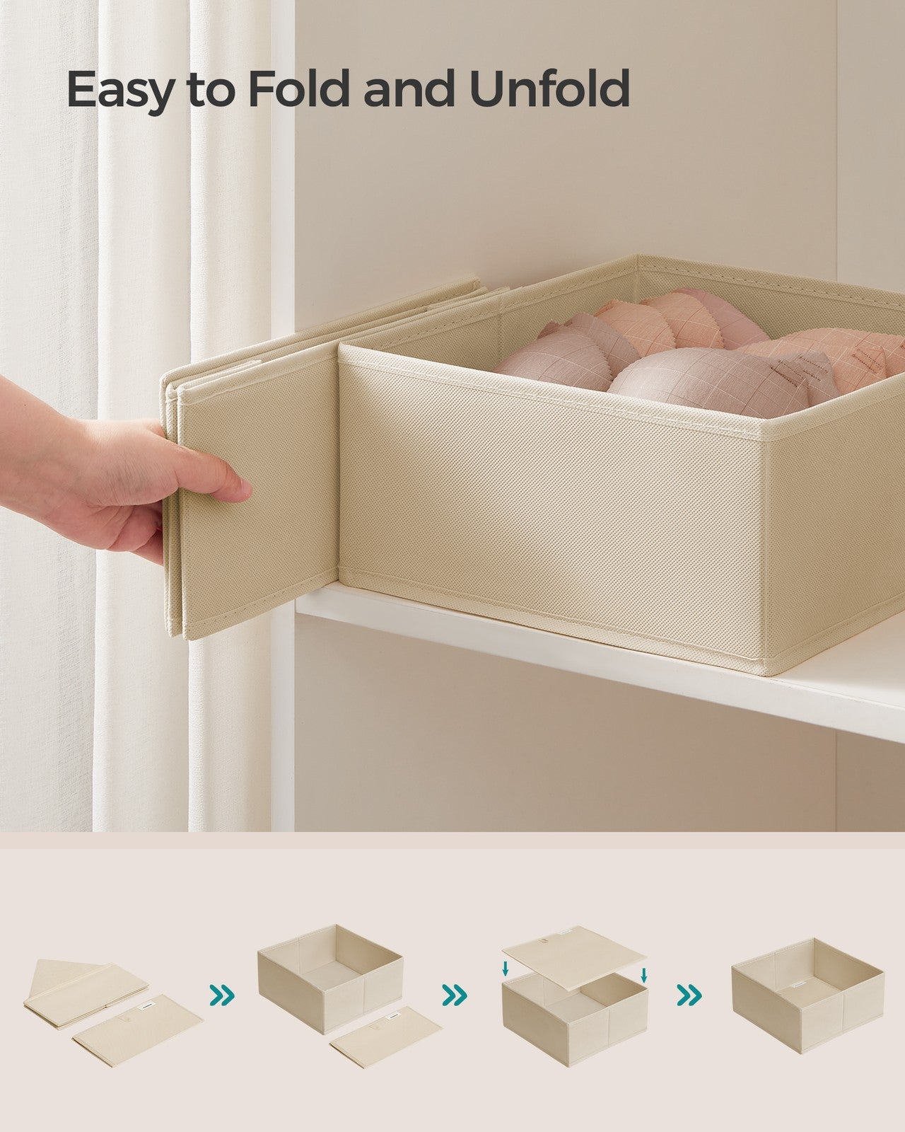 Set of 12 Foldable Fabric Drawer Organisers Dove Grey - image 49