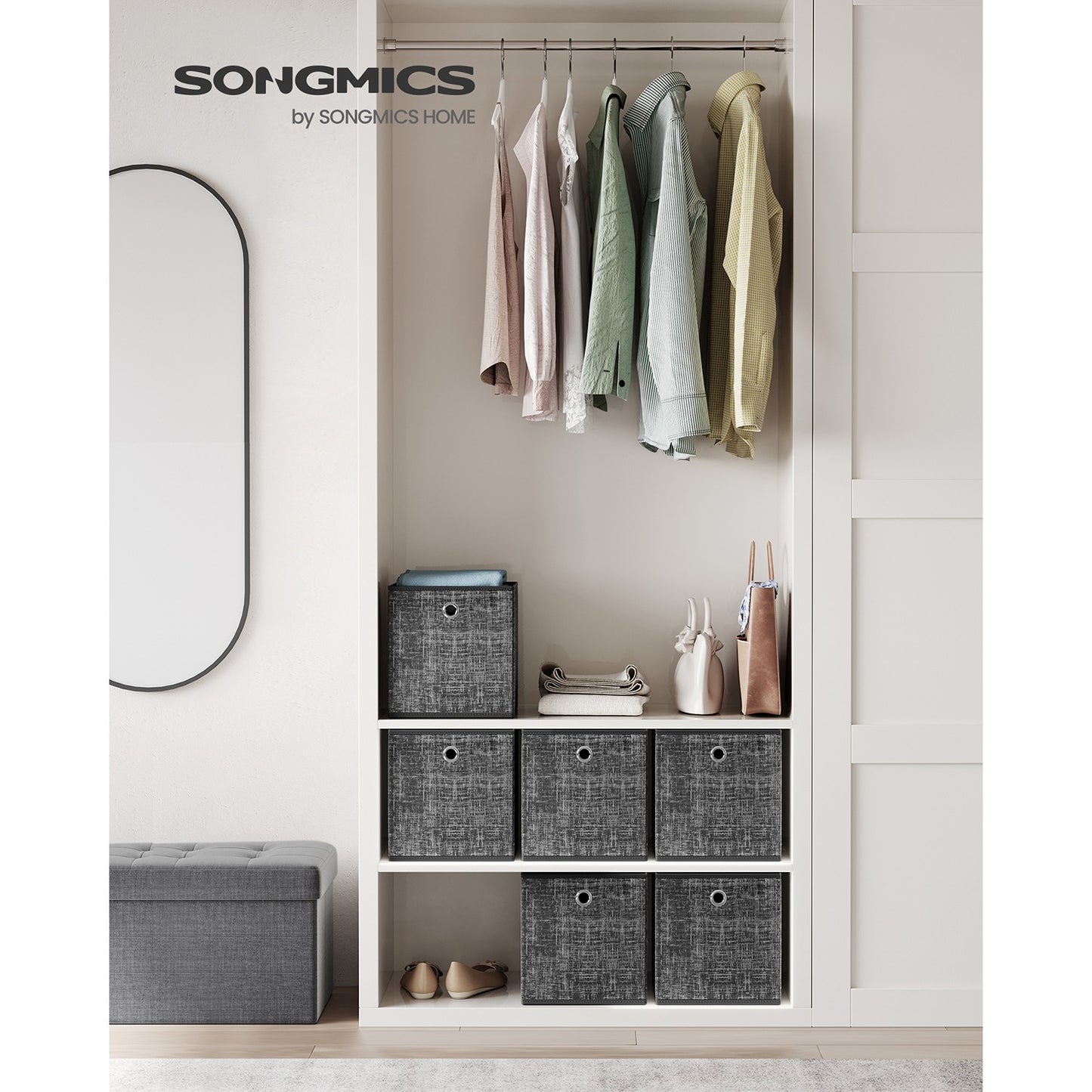 Set of 6 Grey Foldable Storage Organizer Cubes - image 10