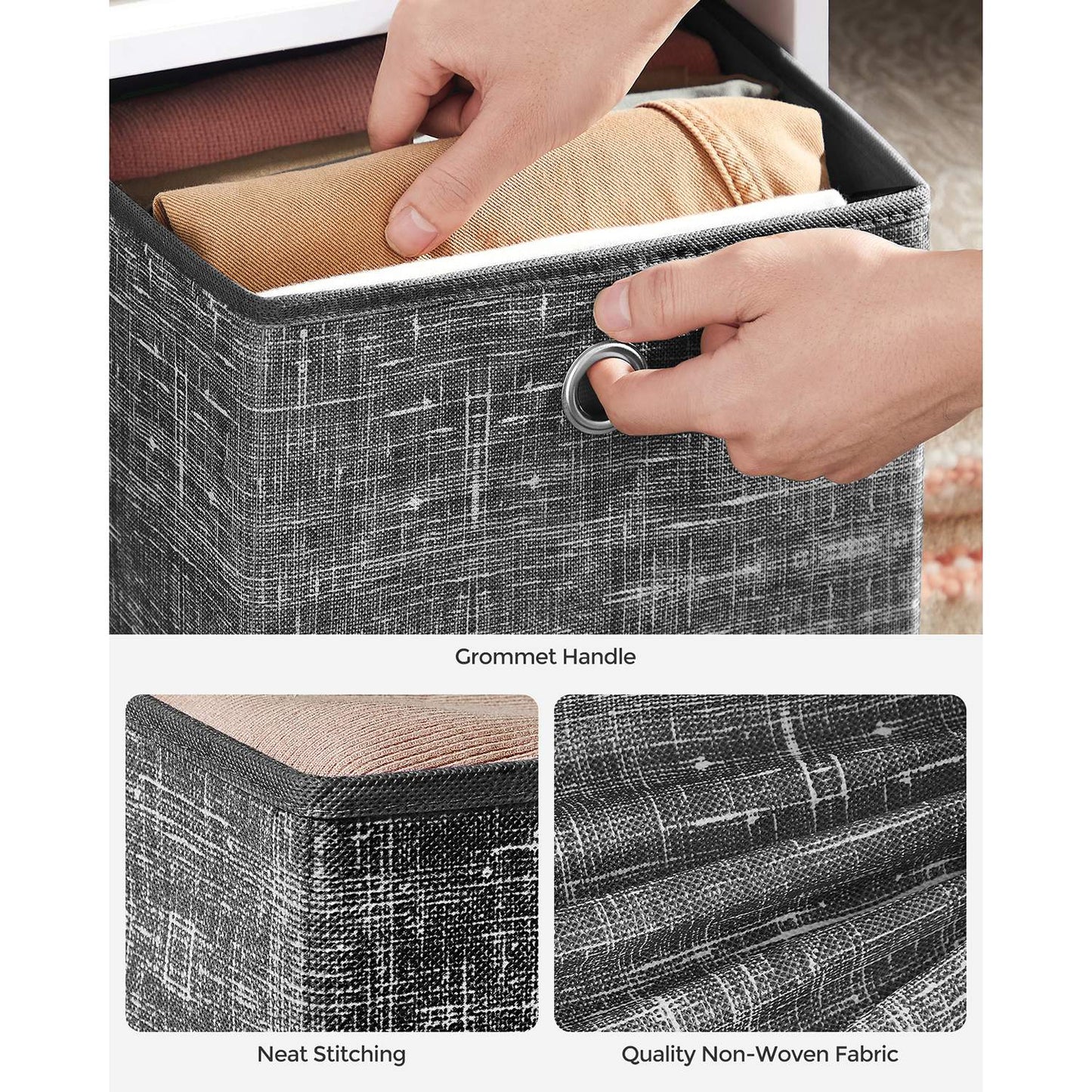 Set of 6 Grey Foldable Storage Organizer Cubes - image 13
