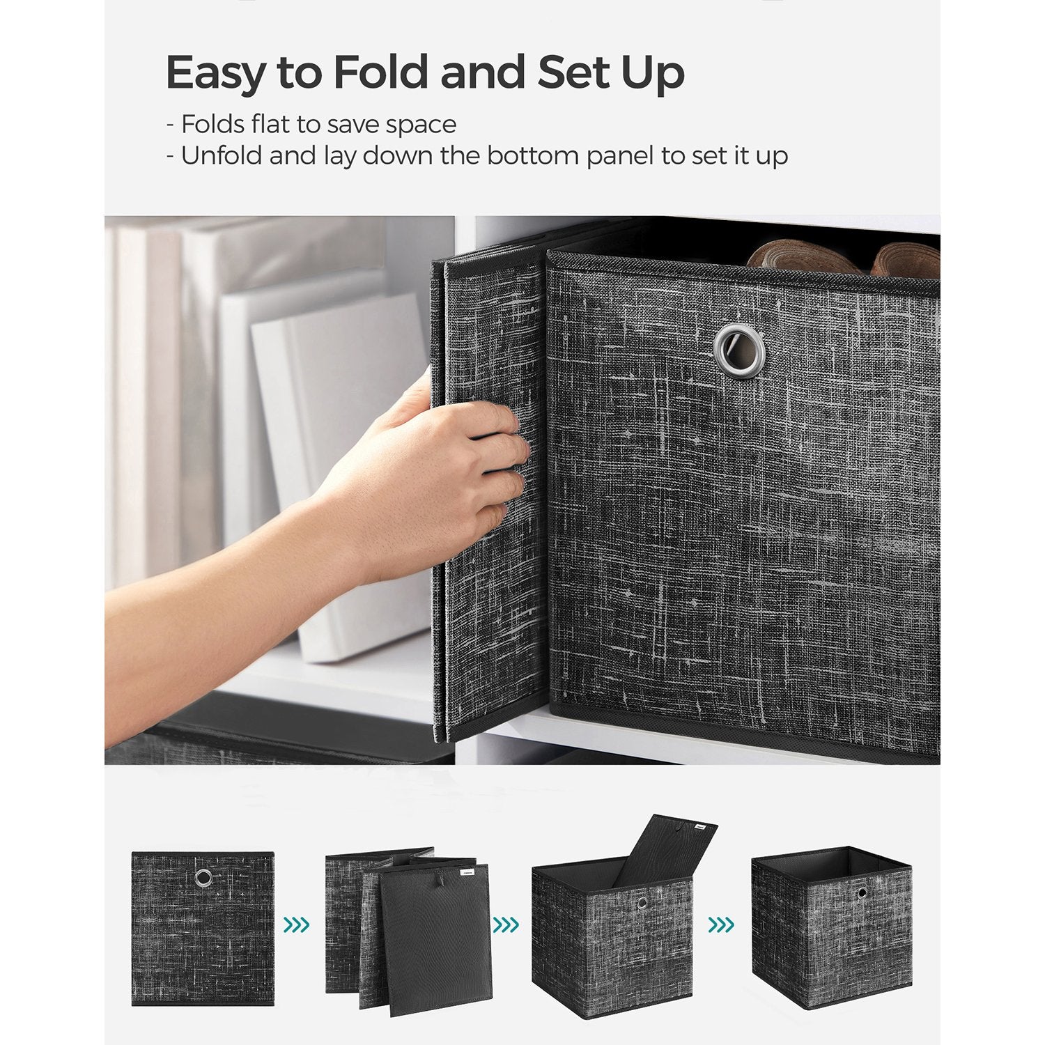 Set of 6 Grey Foldable Storage Organizer Cubes - image 15