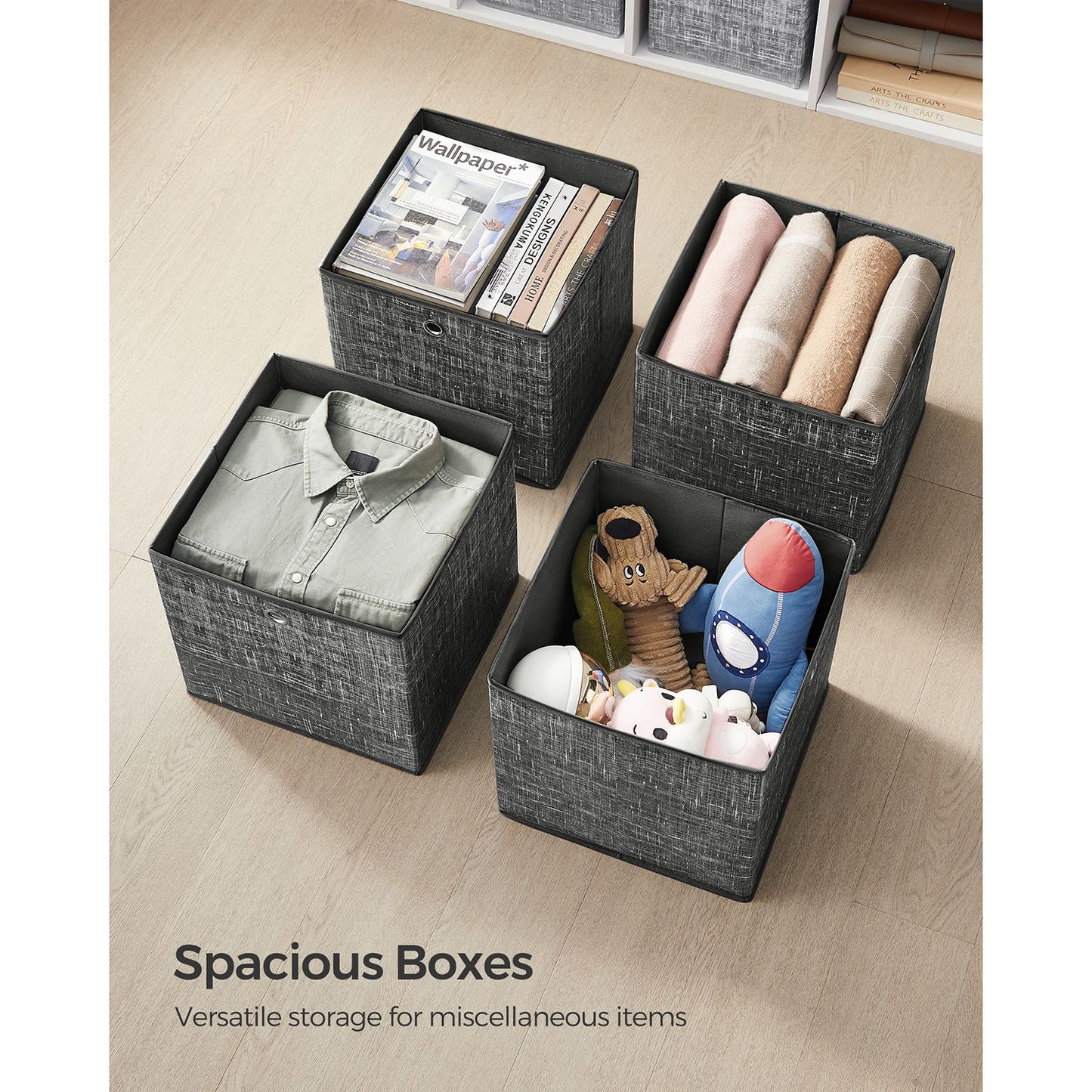 Set of 6 Grey Foldable Storage Organizer Cubes - image 16