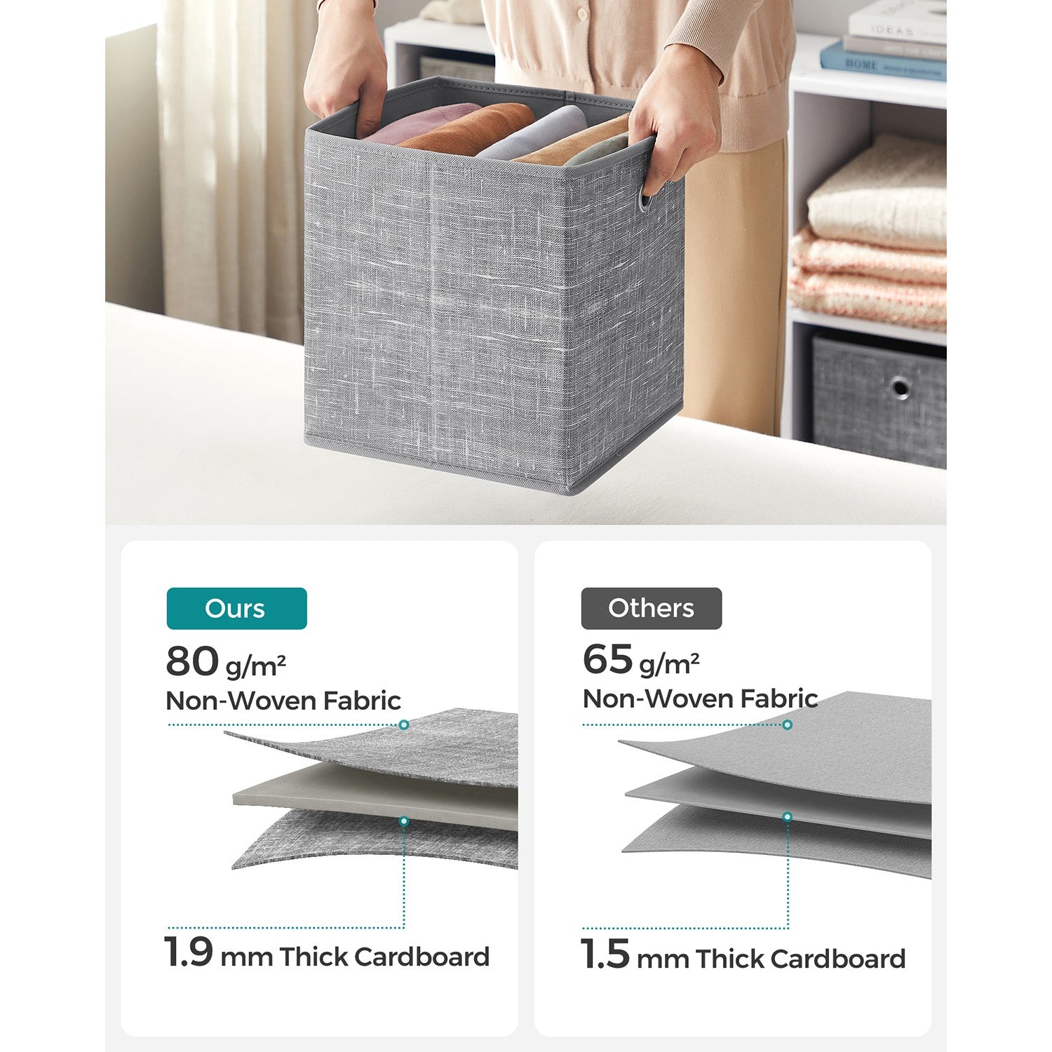 Set of 6 Grey Foldable Storage Organizer Cubes - image 23