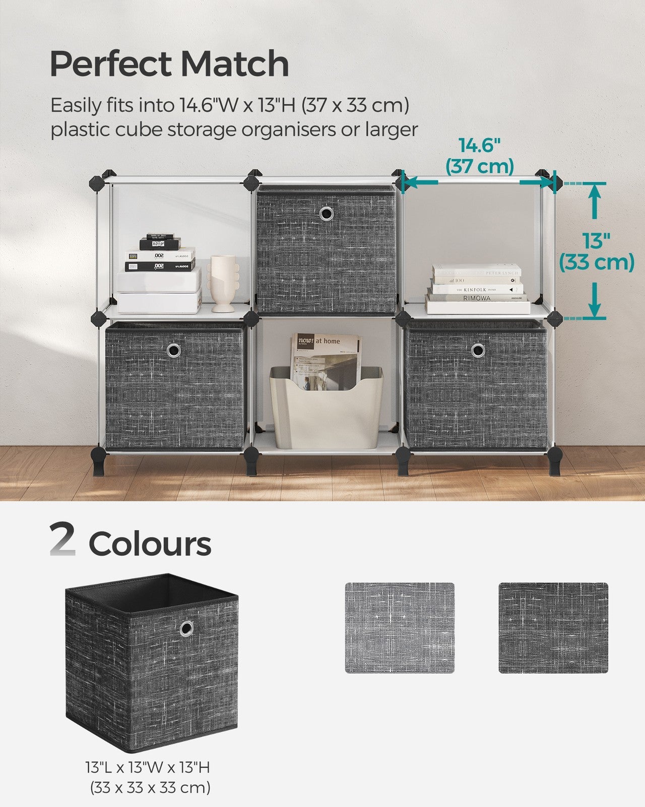 Set of 6 Grey Foldable Storage Organizer Cubes - image 28