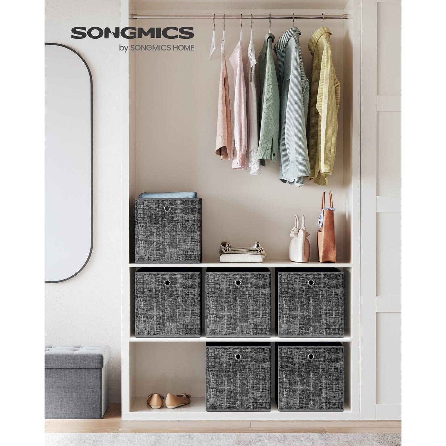 Set of 6 Grey Foldable Storage Organizer Cubes - image 29