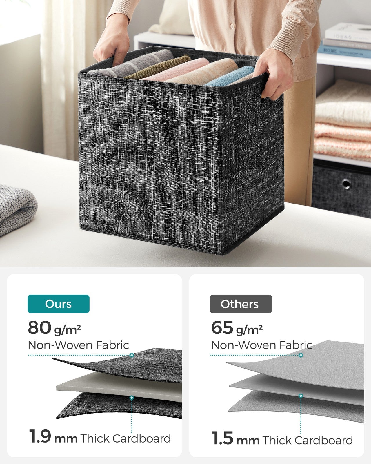 Set of 6 Grey Foldable Storage Organizer Cubes - image 34