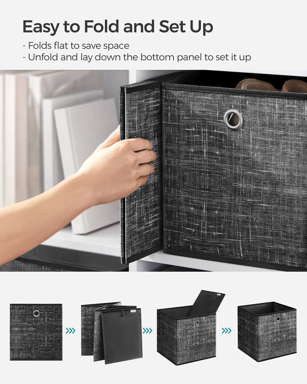 Set of 6 Storage Boxes Heathered Black - image 9