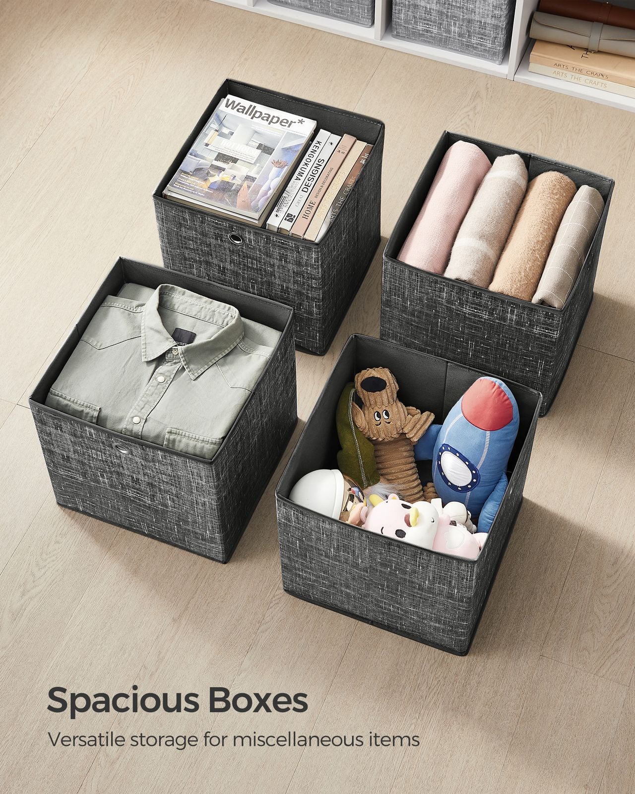 Set of 6 Grey Foldable Storage Organizer Cubes - image 36